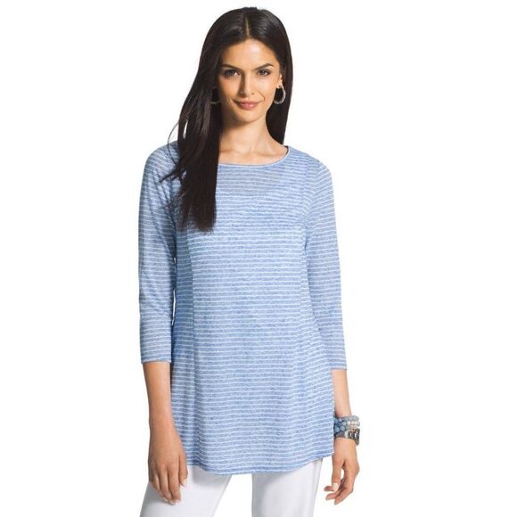 Chico's Zenergy Tunic Size 2 (12) Allyssa Linen Blend - Picture 1 of 14